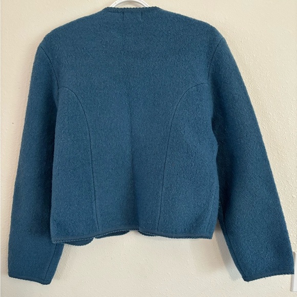 Vintage Ashley Blue Boiled Wool Cardigan Jacket - Picture 4 of 8